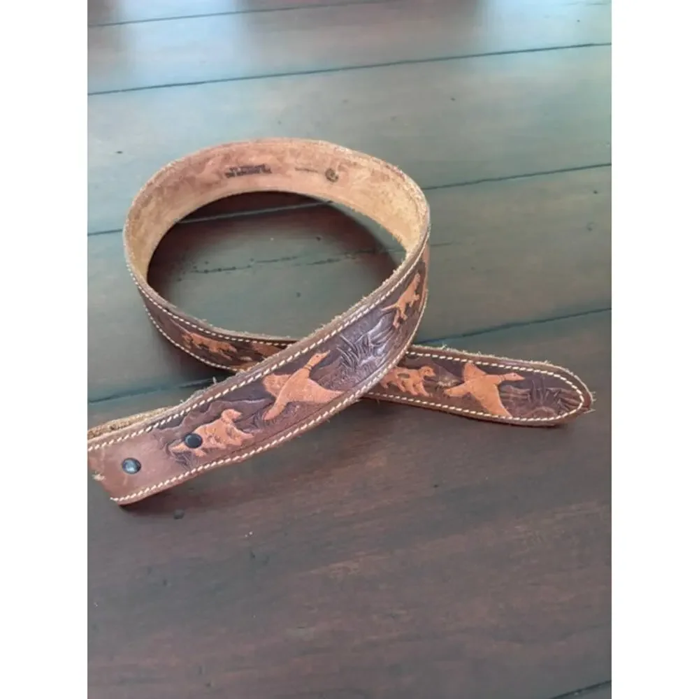 Jammers Duck Hunting Leather Belt‎ Size 30 Hand Crafted USA Made